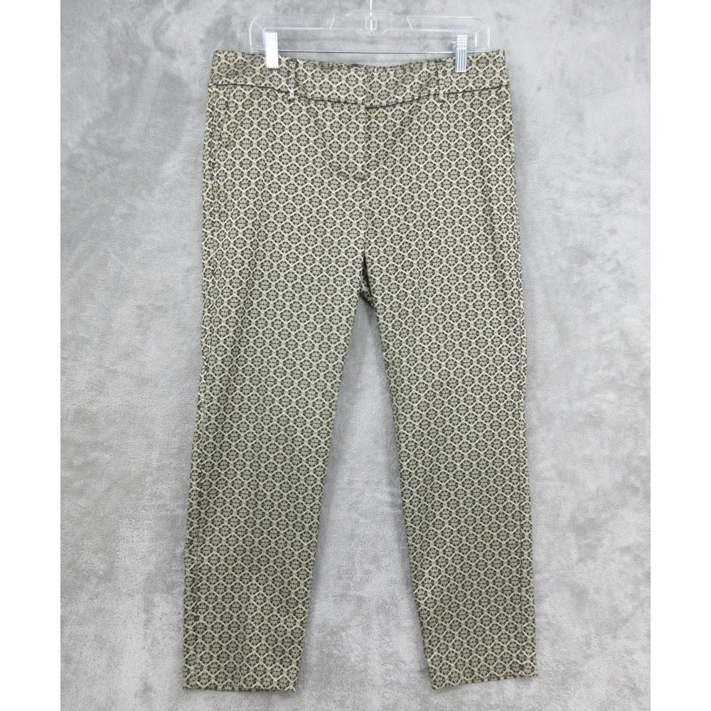 Ann Taylor Pants Womens Size 10 Metallic Jacquard Trousers Ankle Office Career
